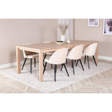 Slider, Velvet Rektangulär matgrupp Beige,Svart, Vitlaserad, 170 x 95