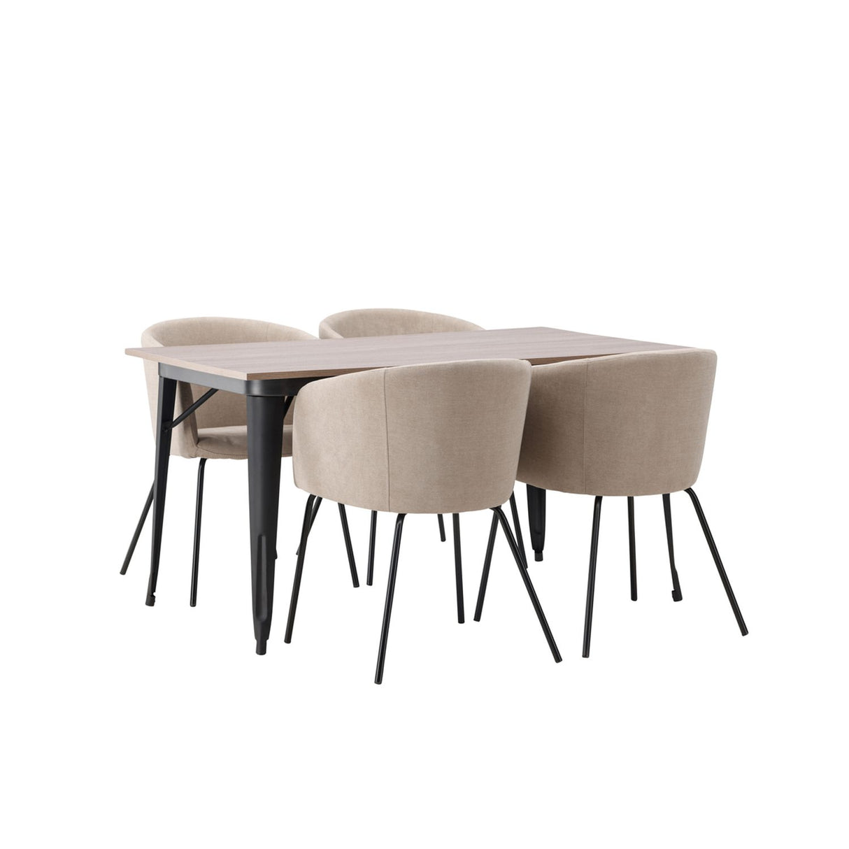 Tempe, Berit Rektangulär matgrupp Beige, Svart, Valnöt, 140 x 80