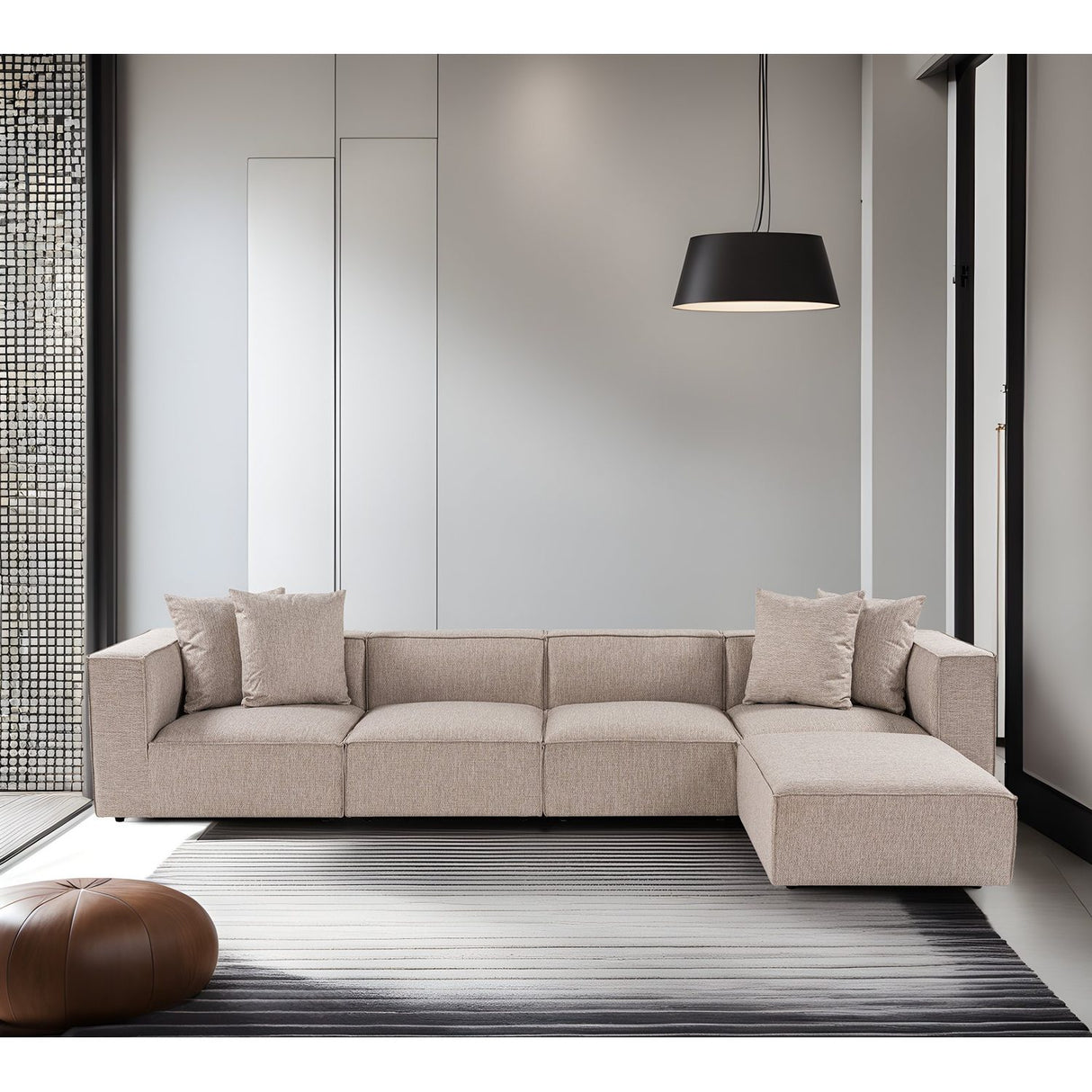 Sora (350 x 65 x 190 cm) Hörnsoffa Sandbeige