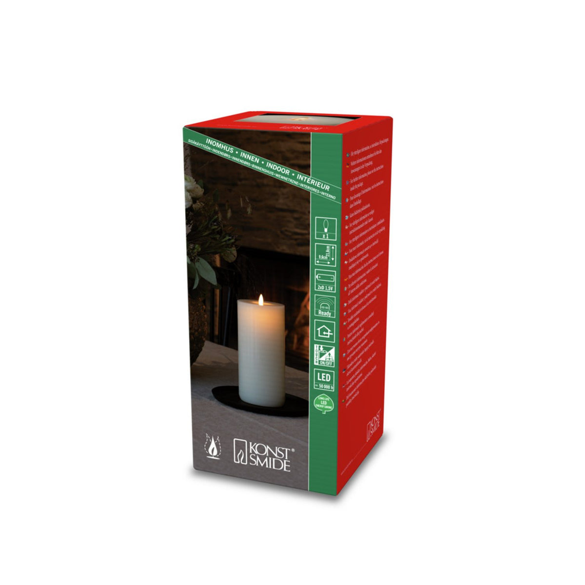 Vaxljus gräddvit, varmvit LED 2xD Dekorationsljus El 9,6x21,8 cm