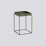 Tray Table L30 × B30 × H44 cm Brickbord Olive green, Olive green – pulverlackerat stål
