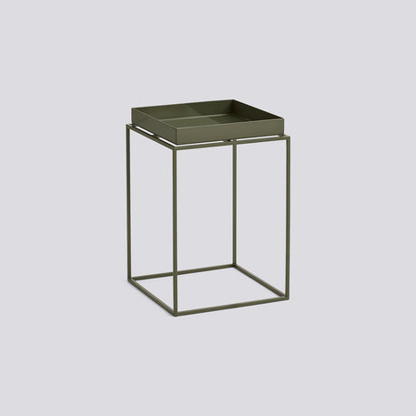 Tray Table L30 × B30 × H44 cm Brickbord Olive green, Olive green – pulverlackerat stål