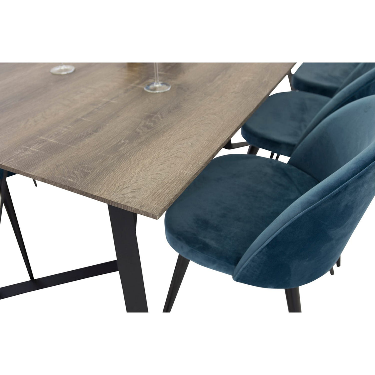 Marina,Sammet Rektangulär matgrupp Svart,Blå, Svart,Grå, 180 x 90