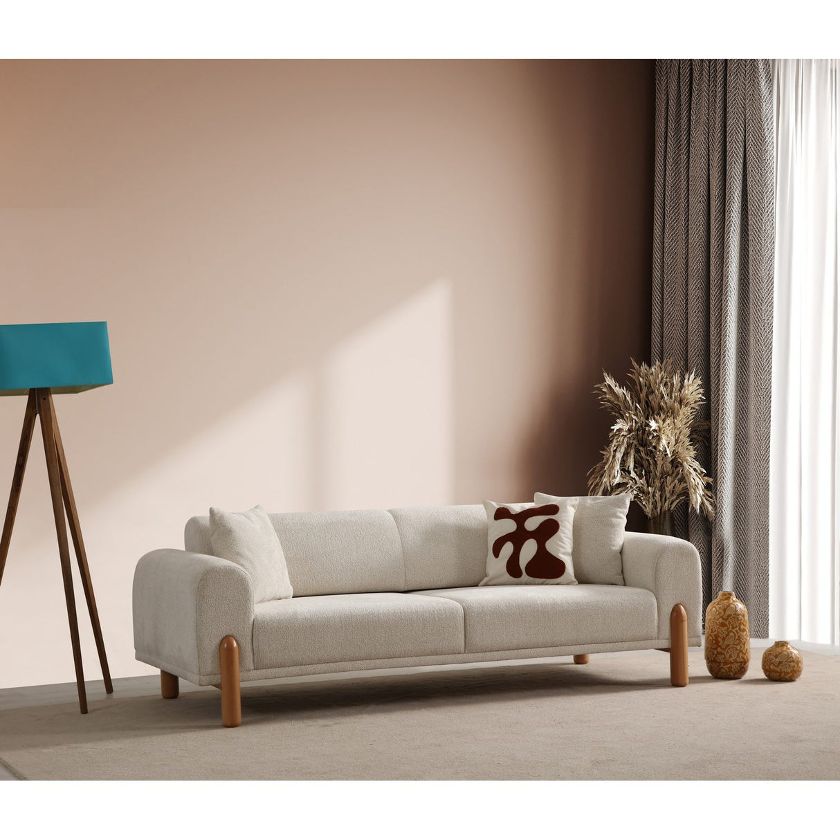Accra 3-sits (228 x 88 x 75 cm) Creme 3-sits bäddsoffa