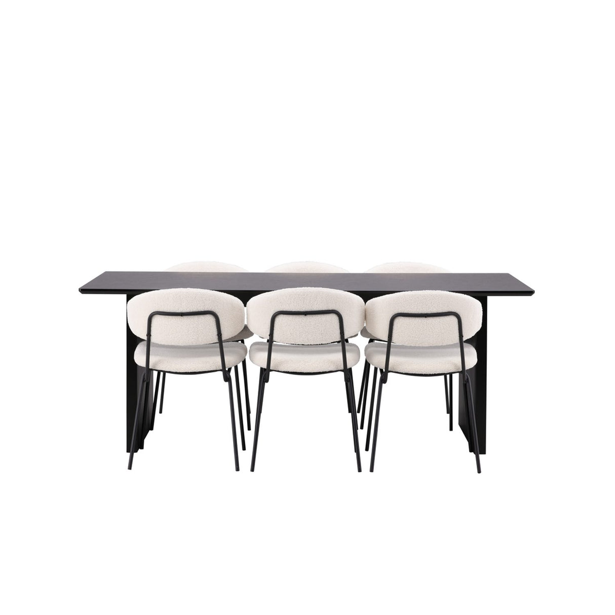 Vail, Chico Rektangulär matgrupp Vit, Svart, 200 x 100