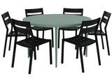 Bigby Matgrupp Rund 130 cm ink 6st Delia stolar Dusty Green / Svart