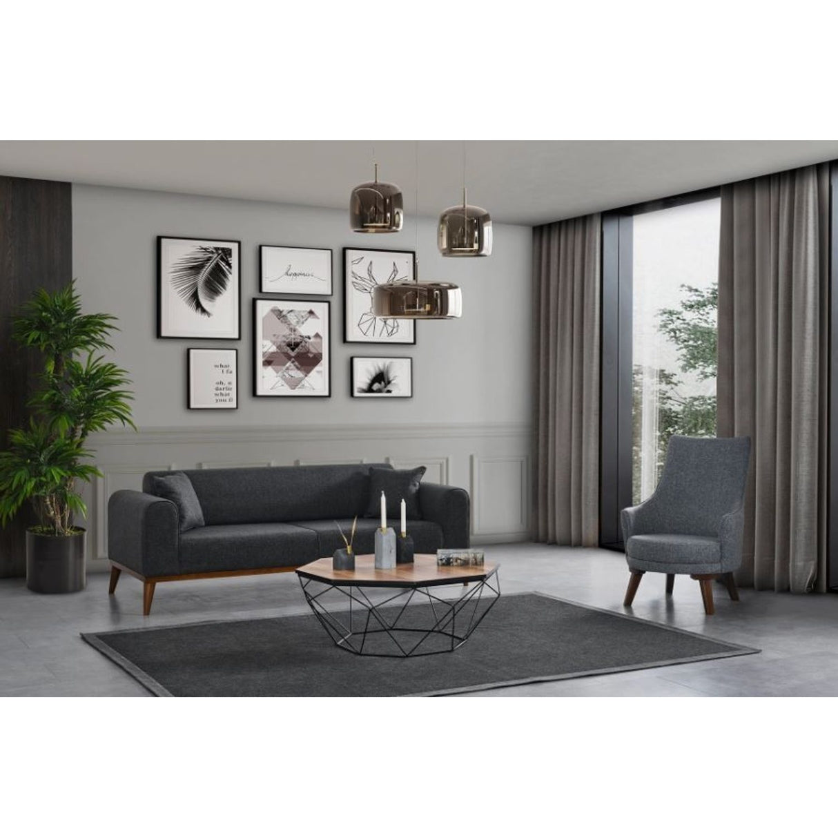 Astana 3-sits (222 x 90 x 80 cm) 3-sits bäddsoffa Antracit