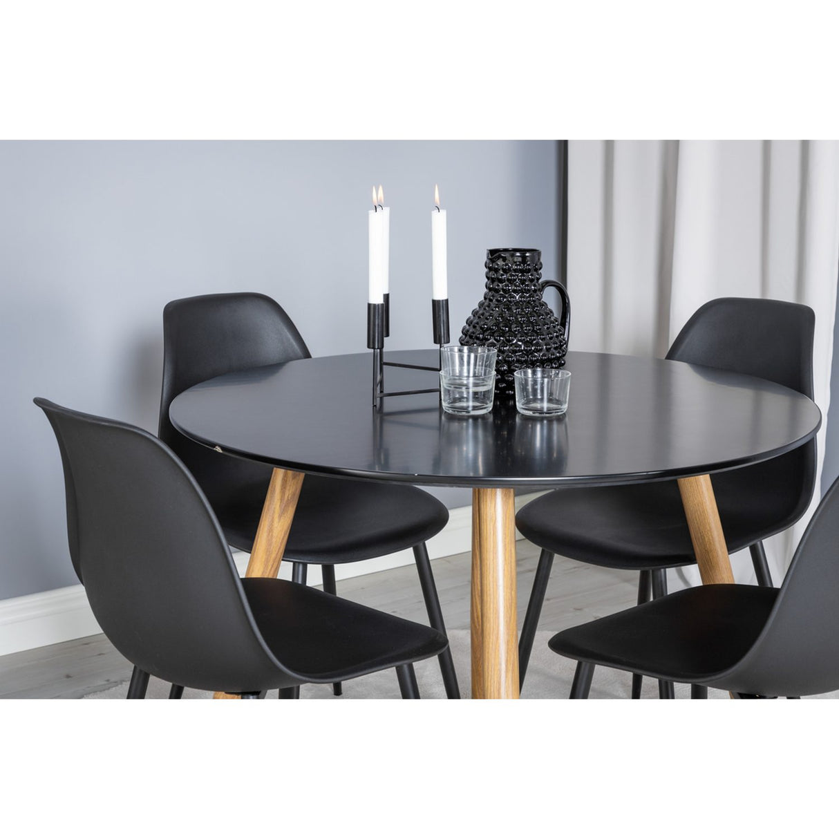 Plaza, Polar Rund matgrupp Svart, Svart,natur, ⌀100