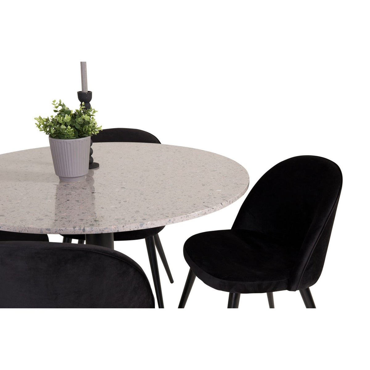 Razzia, Velvet Rund matgrupp Svart, Svart,Grå, ⌀106