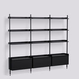 Pier System 133 3 sektioner 242 × 34 × 209 cm Hyllsystem PS White, Klaranodiserad aluminium