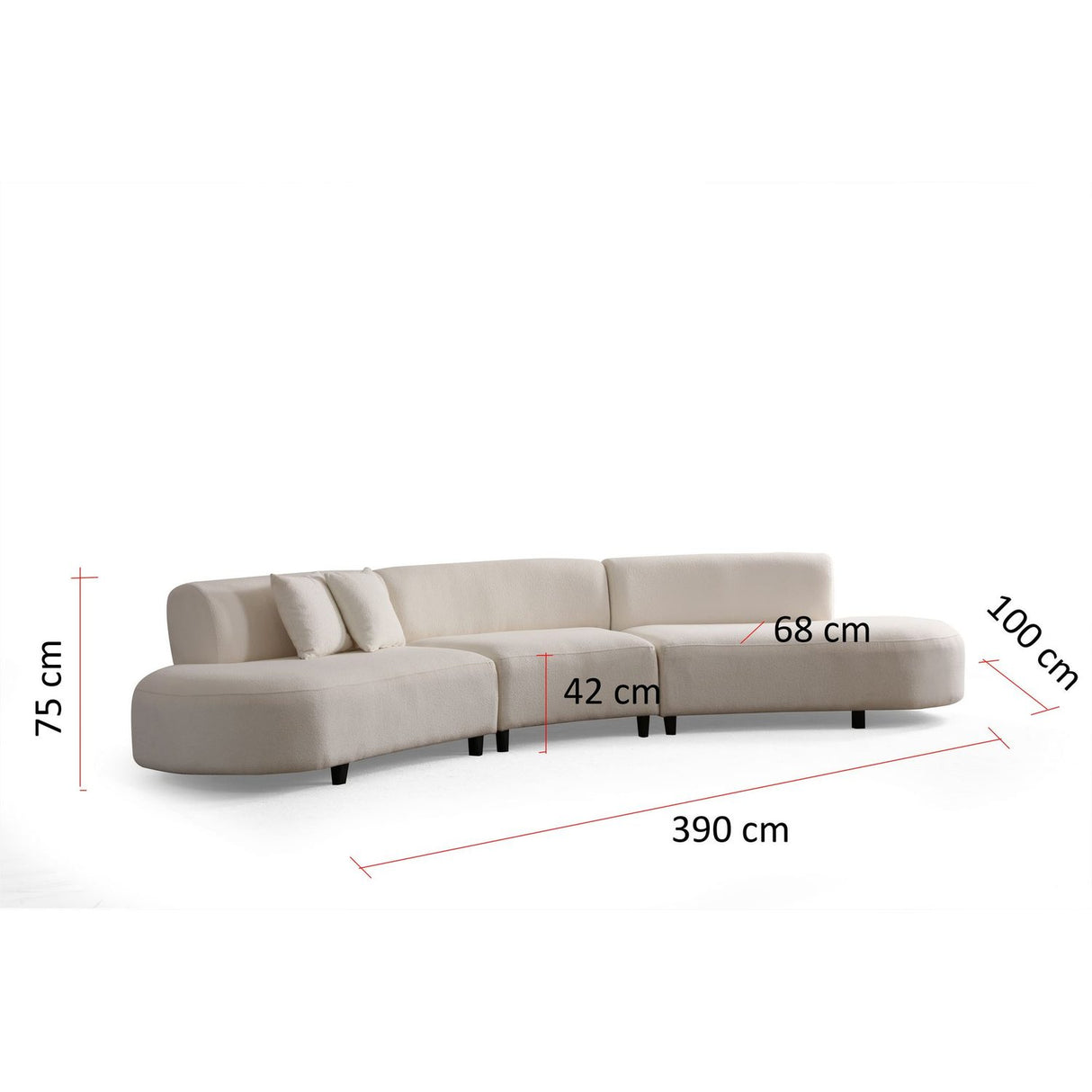 Pinto Divansoffa Cream 390 x 70 x 100 cm