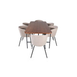 Uno, Berit Rektangulär matgrupp Beige, Svart, Svart,Natur, 200 x 90