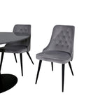 Estelle, Velvet Deluxe Rund matgrupp Svart,Ljusgrå, Svart,Mörkgrå, ⌀106