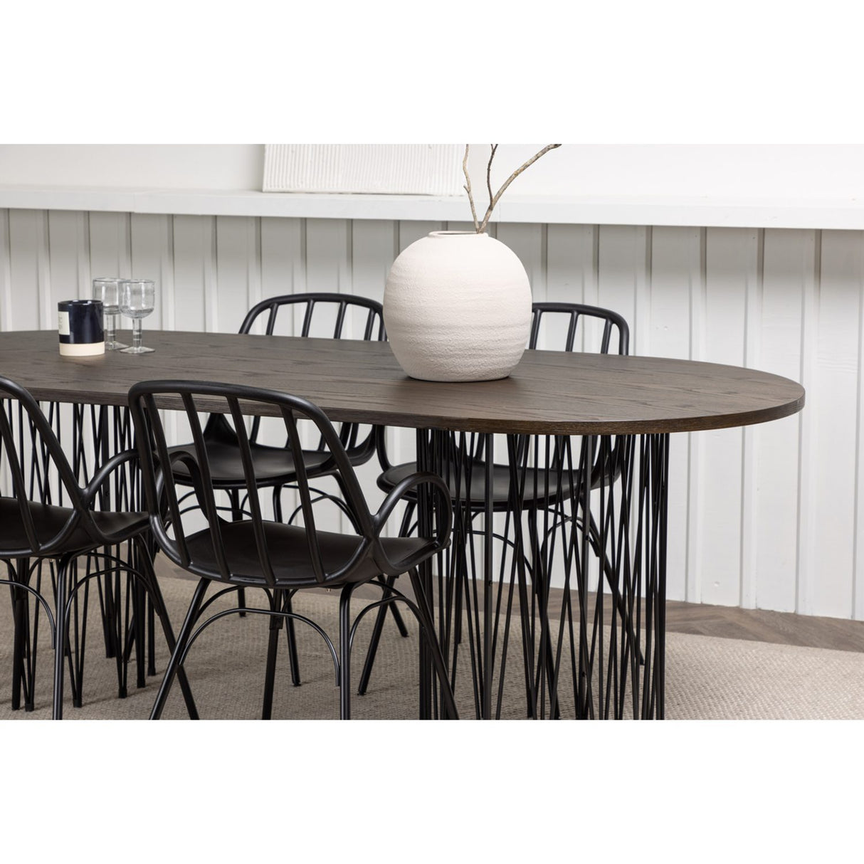 Stone, Dyrön Oval matgrupp Svart, Svart, mocka, 220 x 100