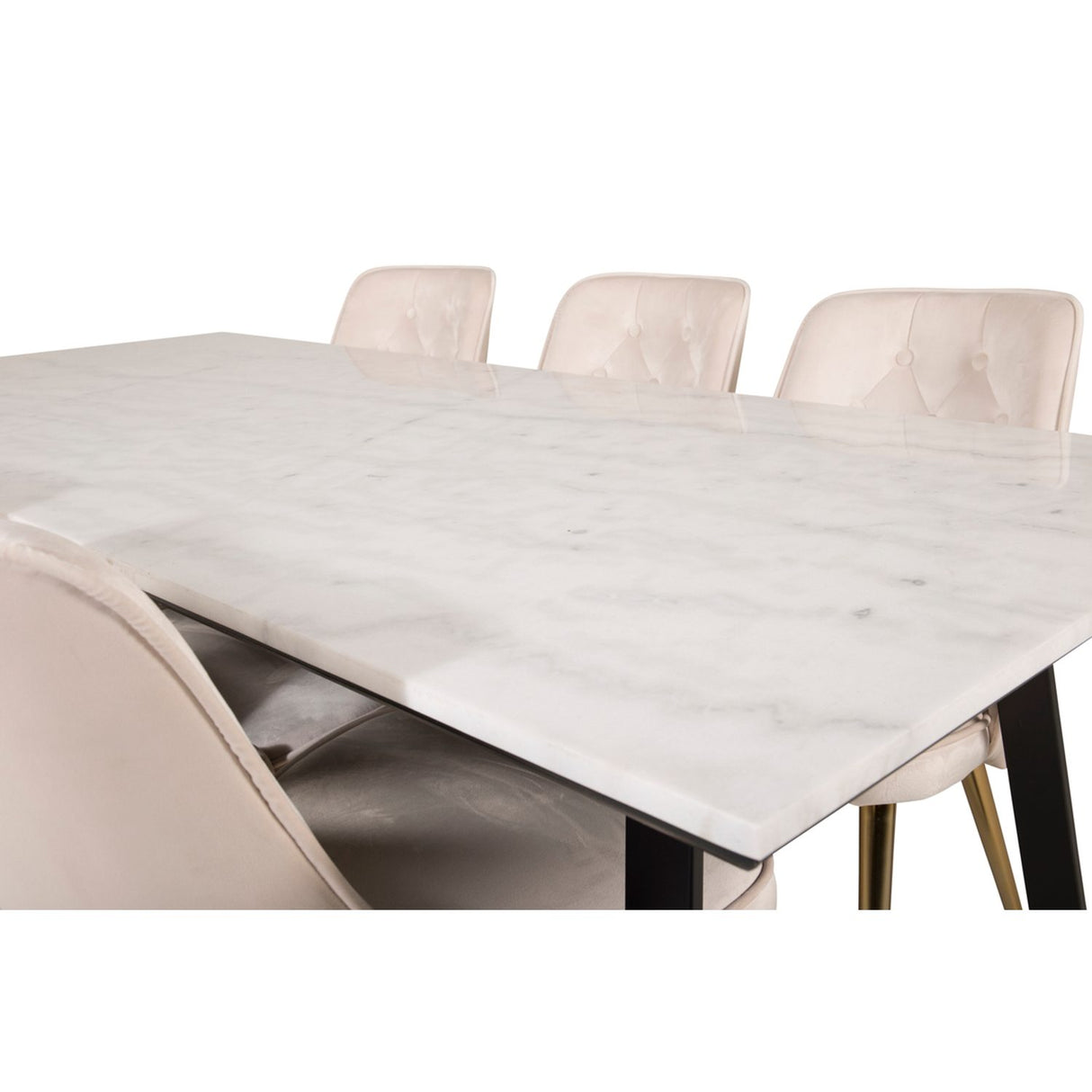 Estelle, Velvet Deluxe Rektangulär matgrupp Beige