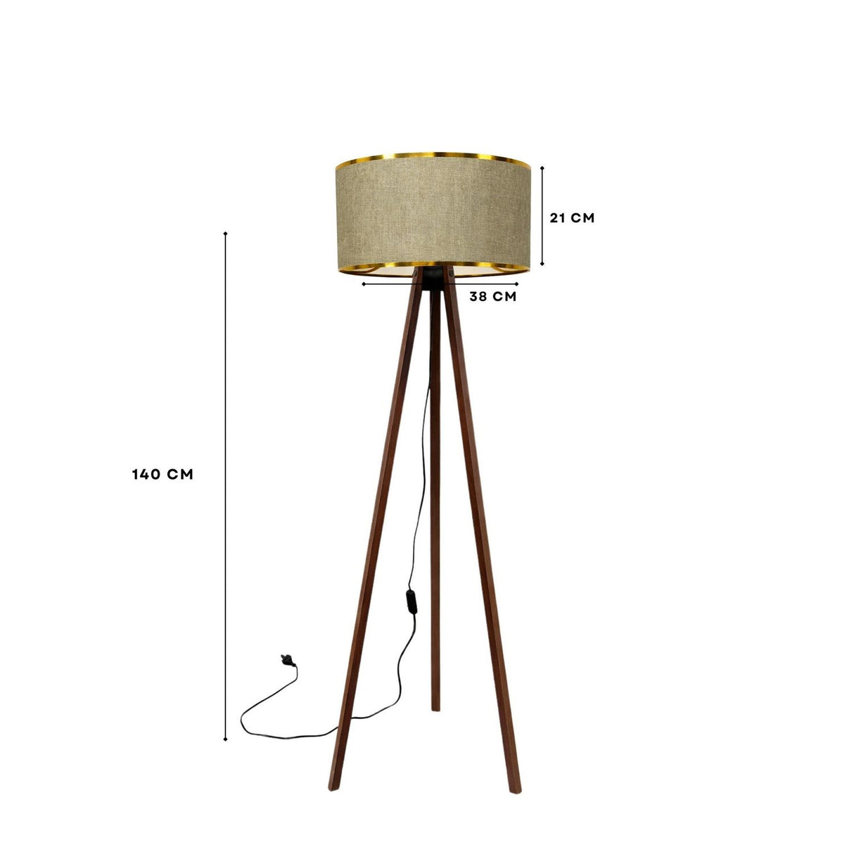 Nagoya (21 x 38 cm) Beige guld Golvlampa