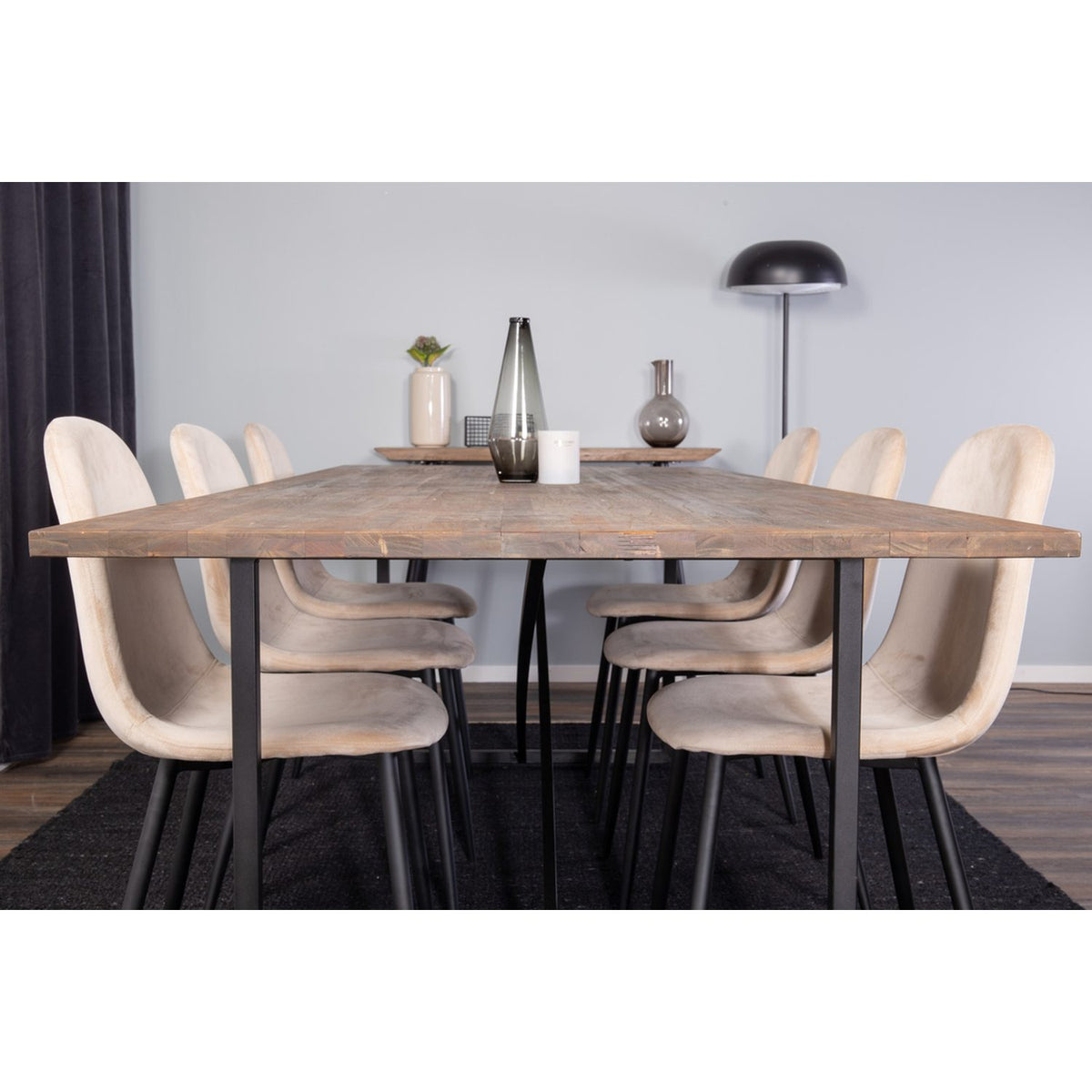 Padang,Polar Rektangulär matgrupp Beige,svart, Svart,Natur, 250 x 100