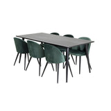 Dipp, Velvet Rektangulär matgrupp Svart,Grön, Svart, 180 x 90