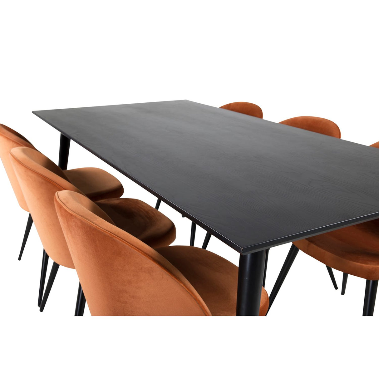 Dipp, Velvet Rektangulär matgrupp Svart, rostig orange, Svart, 180 x 90