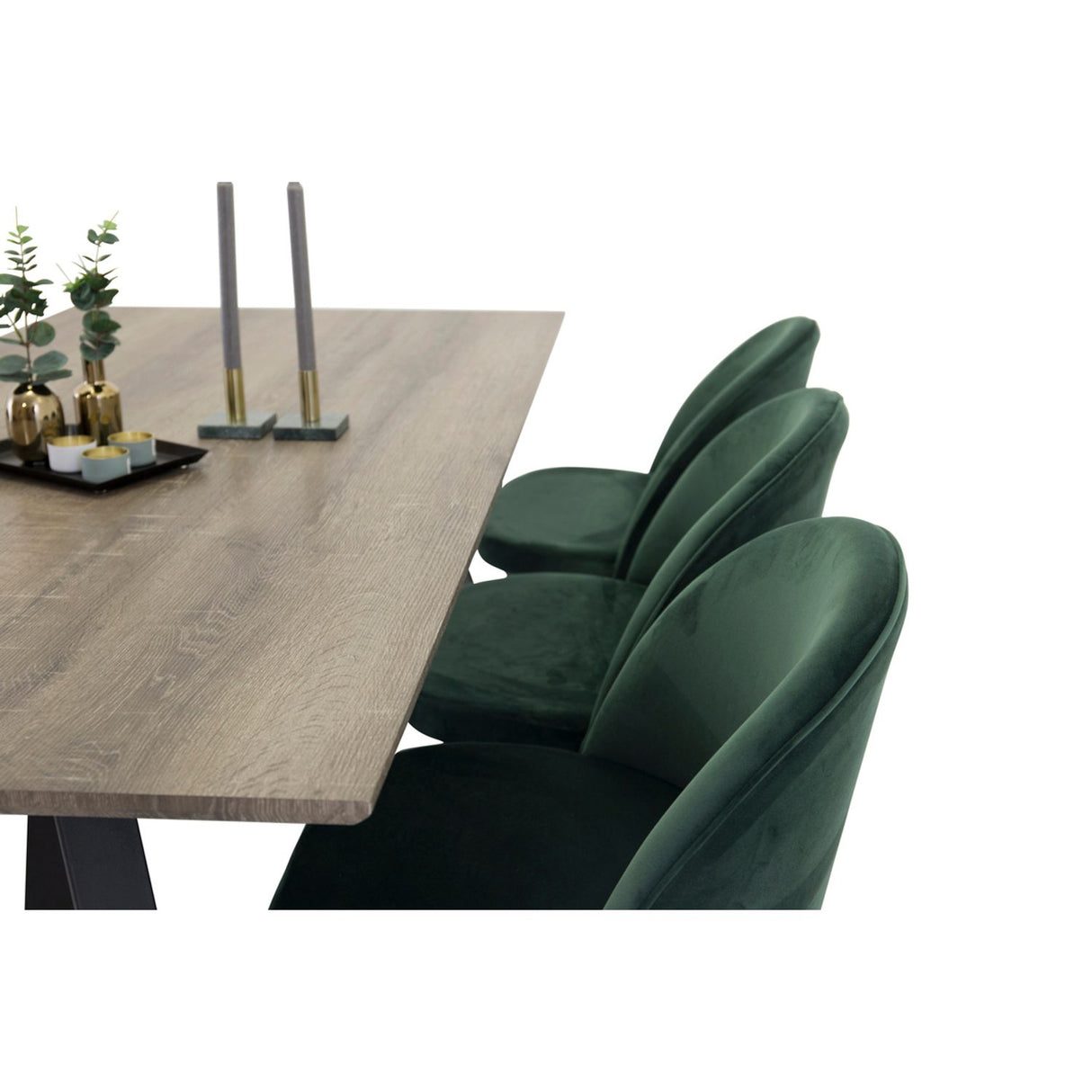 Marina, Velvet Rektangulär matgrupp Grå