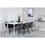 Polar, Velvet Rektangulär matgrupp Svart, Vit, 180 x 90
