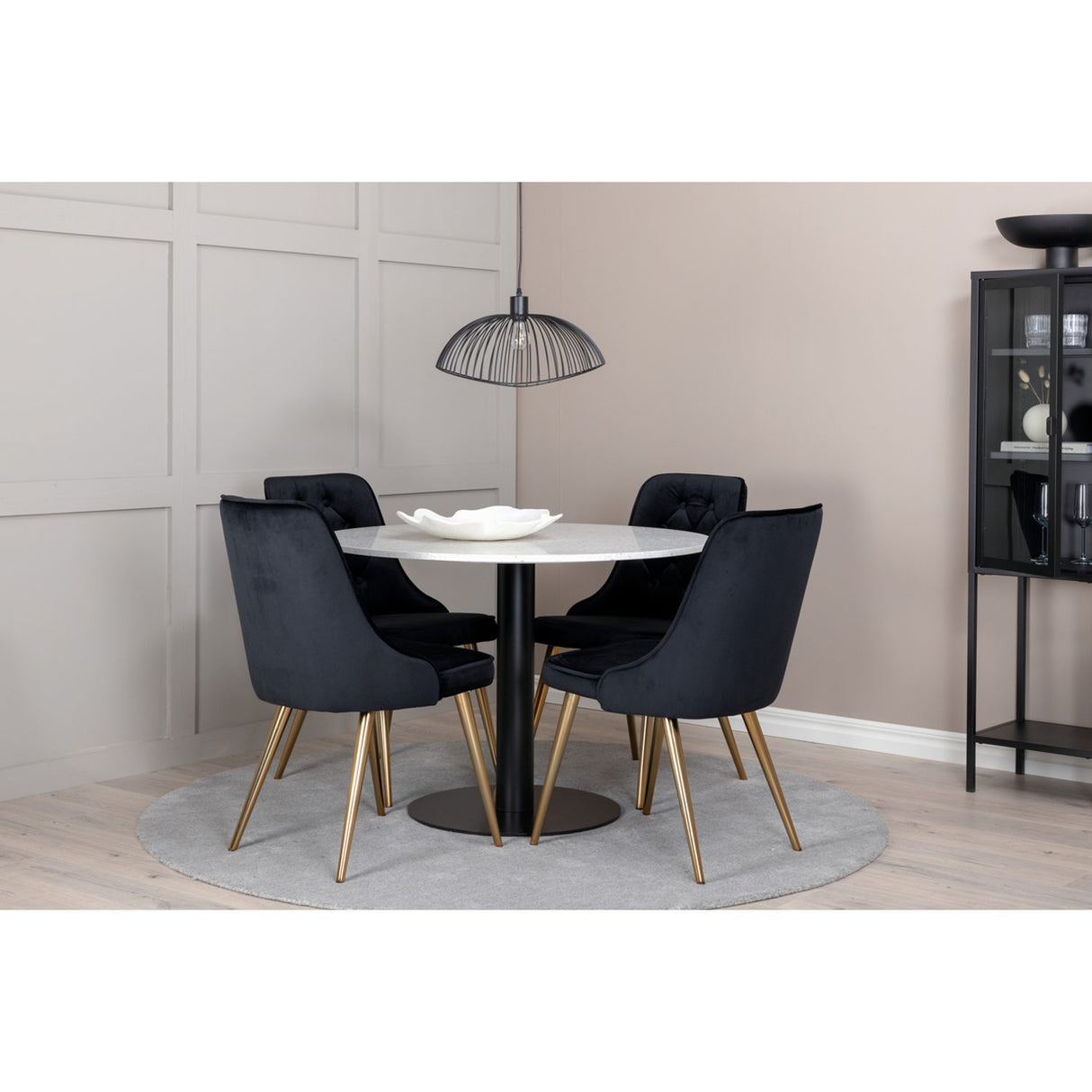 Razzia, Velvet Deluxe Rund matgrupp Svart, Guld, Svart,Vitt, ⌀106