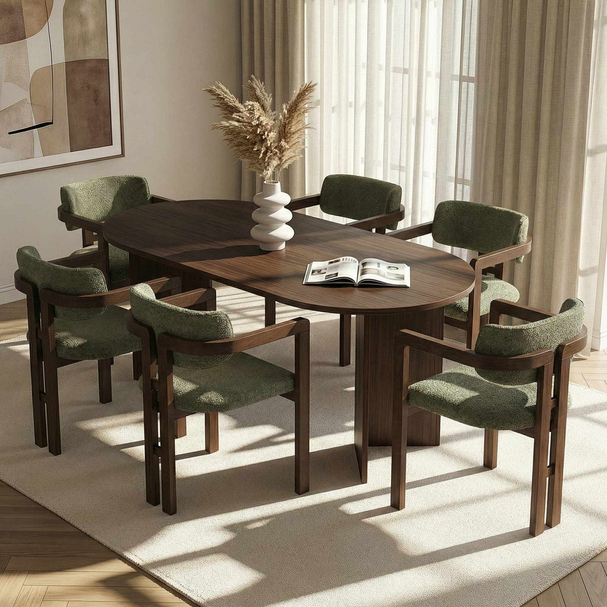 Claudina Matgrupp Walnut, Dark Walnut, grön