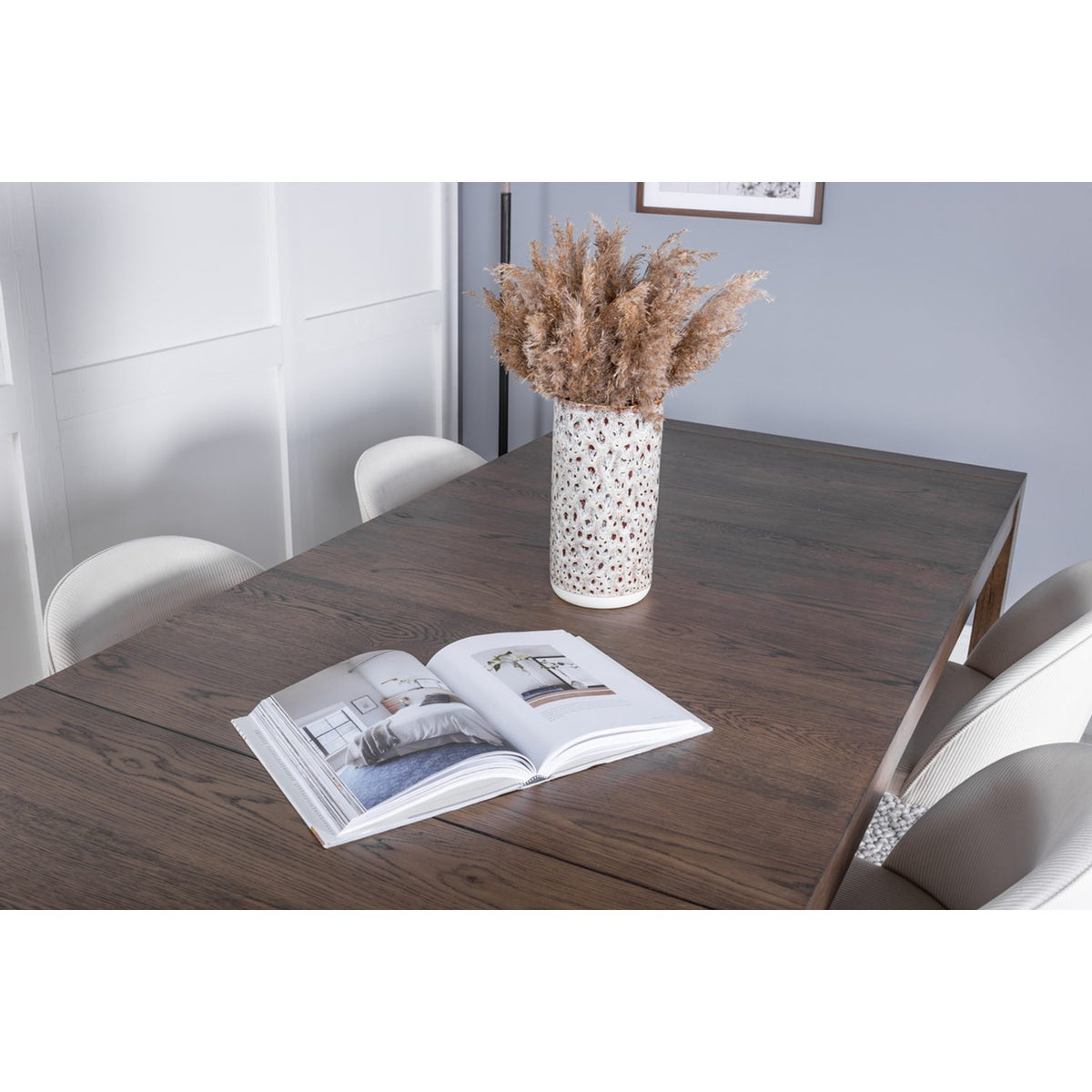 Slider, Velvet Rektangulär matgrupp Vit, Natur, 6st