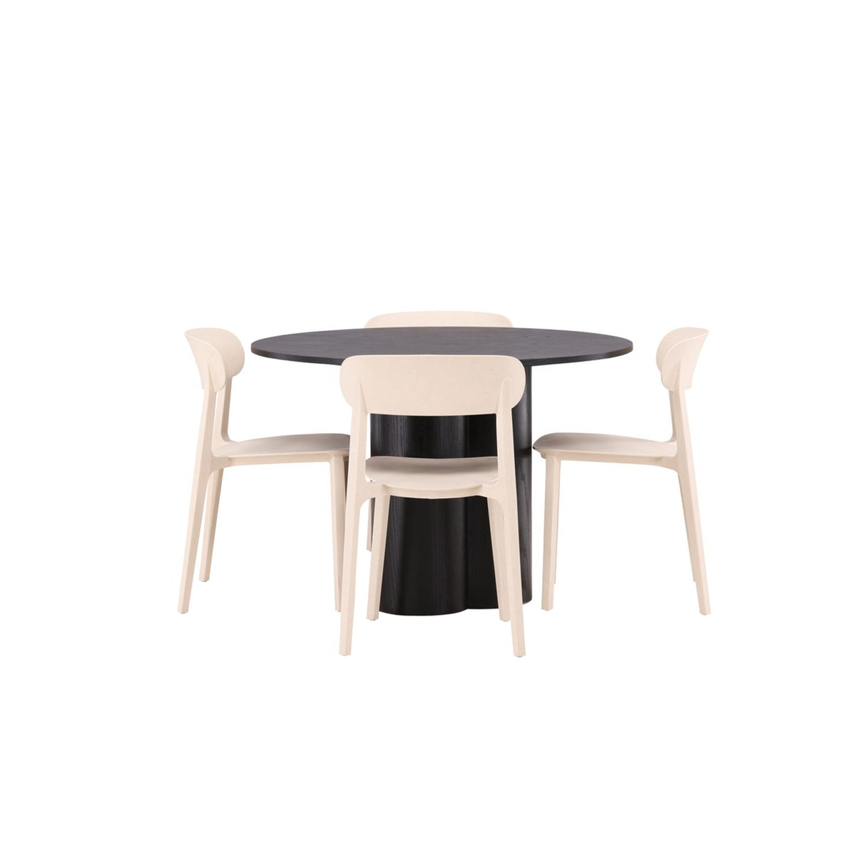 Olivia, Åstol Rund matgrupp Beige, Svart, 4st