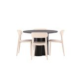Olivia, Åstol Rund matgrupp Beige, Svart, 4st