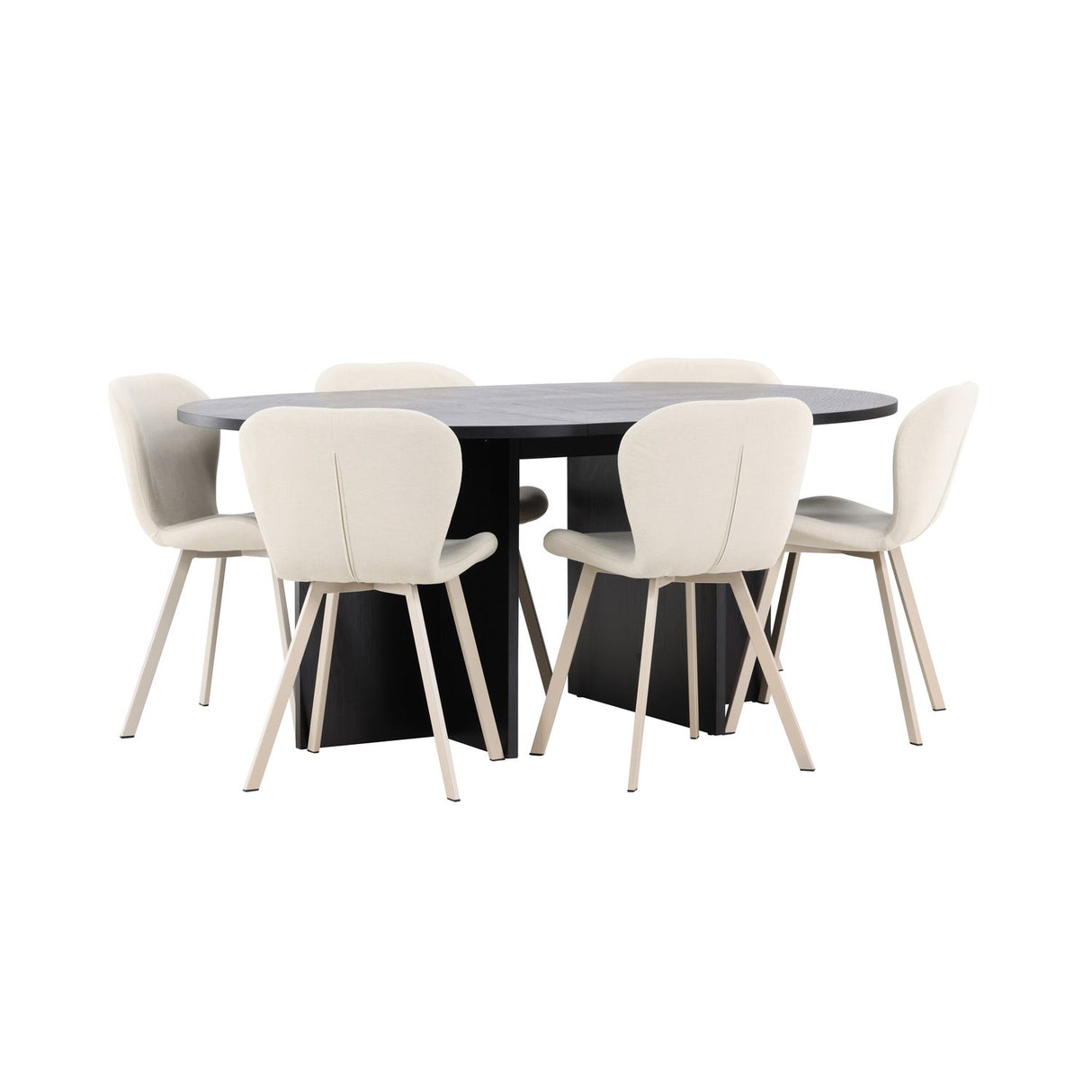 Strada, Lilja Oval matgrupp Beige, Svart, ⌀120