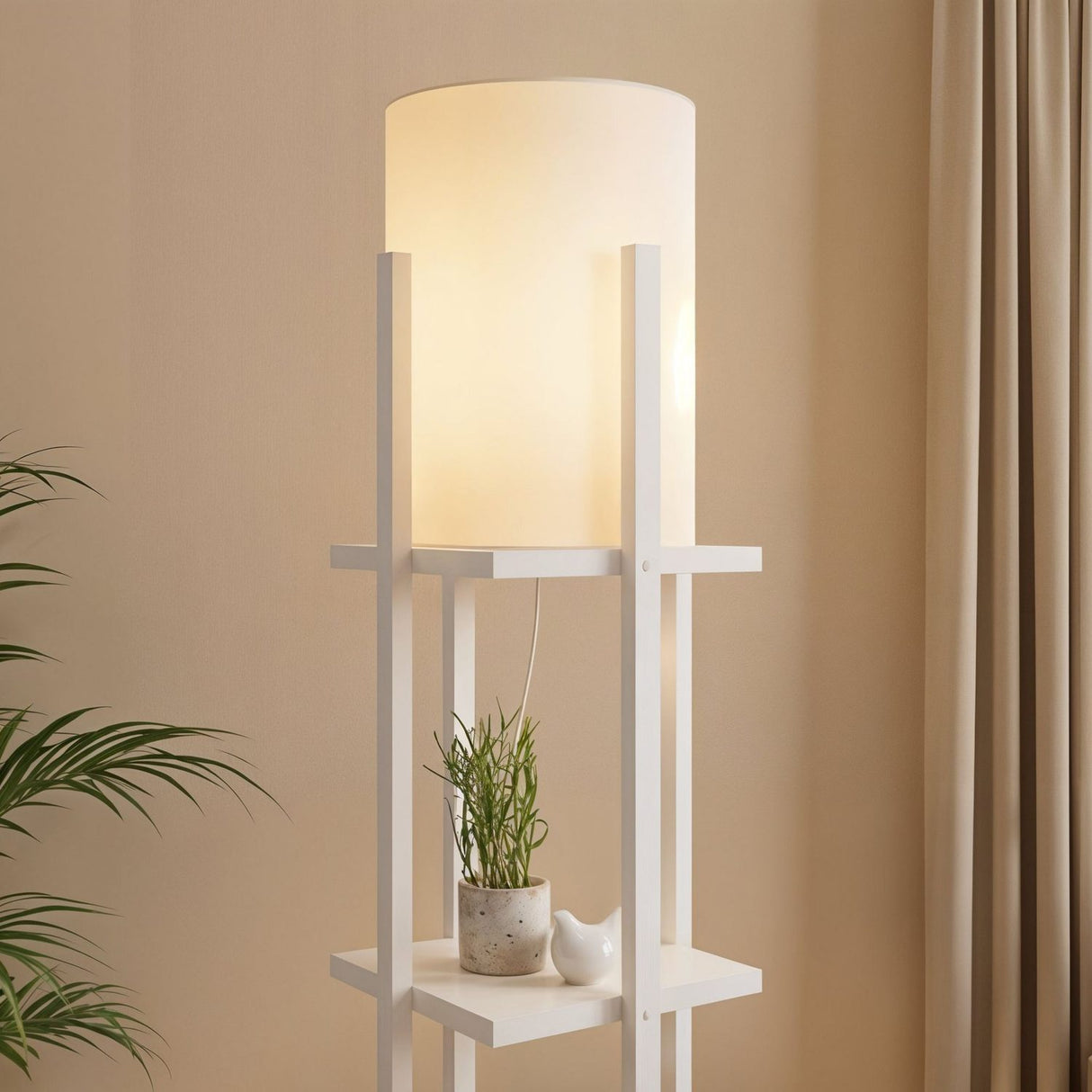 Dakar (21 x 21 cm) Golvlampa Vit Natur