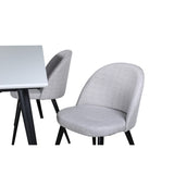 Jimmy, Velvet Rektangulär matgrupp Svart,Ljusgrå, Svart, vit, 150 x 90