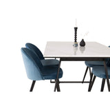 Estelle, Velvet Rektangulär matgrupp Svart,Blå, Svart, Vit, 140 x 90