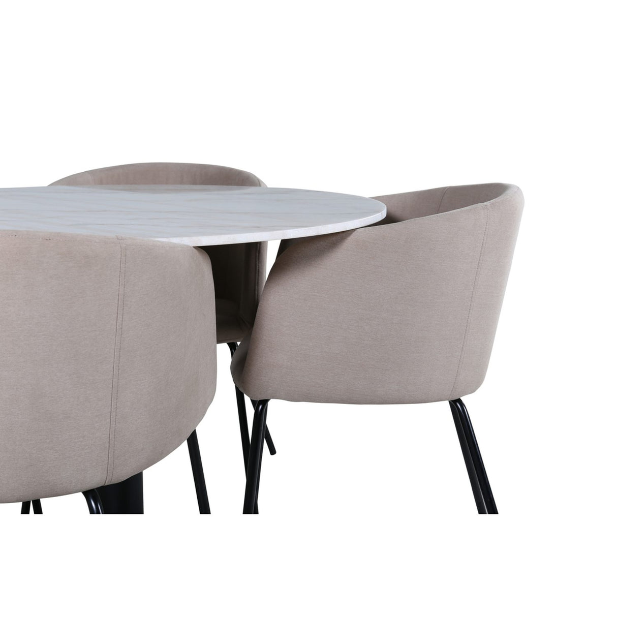 Estelle, Berit Rund matgrupp Beige, Svart, Svart,Vitt, ⌀106