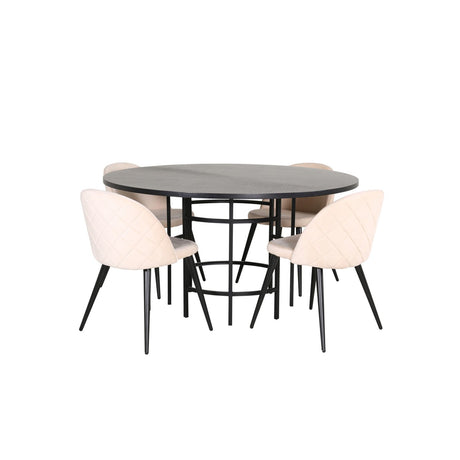 Copenhagen, Velvet Rund matgrupp Beige,Svart, Svart, ⌀140