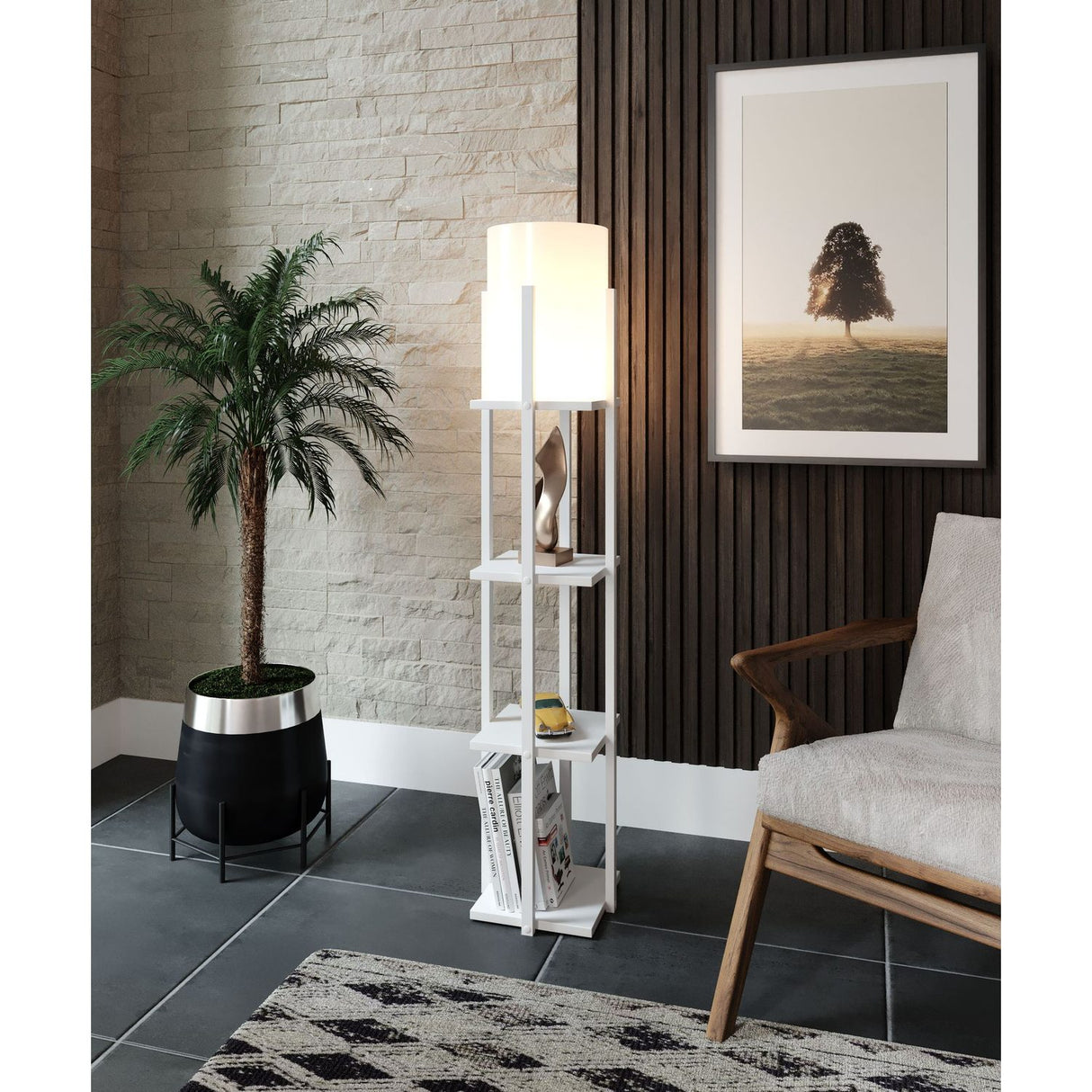 Dakar (21 x 21 cm) Golvlampa Vit Natur