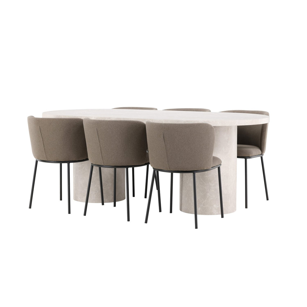 Narvik, Edina Oval matgrupp Svart,Brun, Beige, 200 x 100