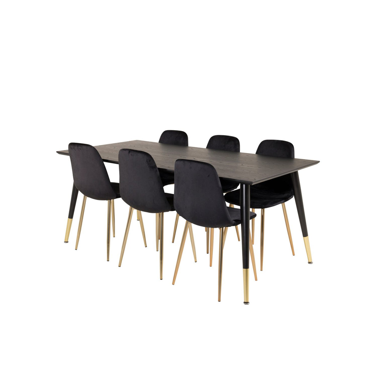 Dipp, Polar Rektangulär matgrupp Svart, Guld, Svart, Guld, 180 x 90