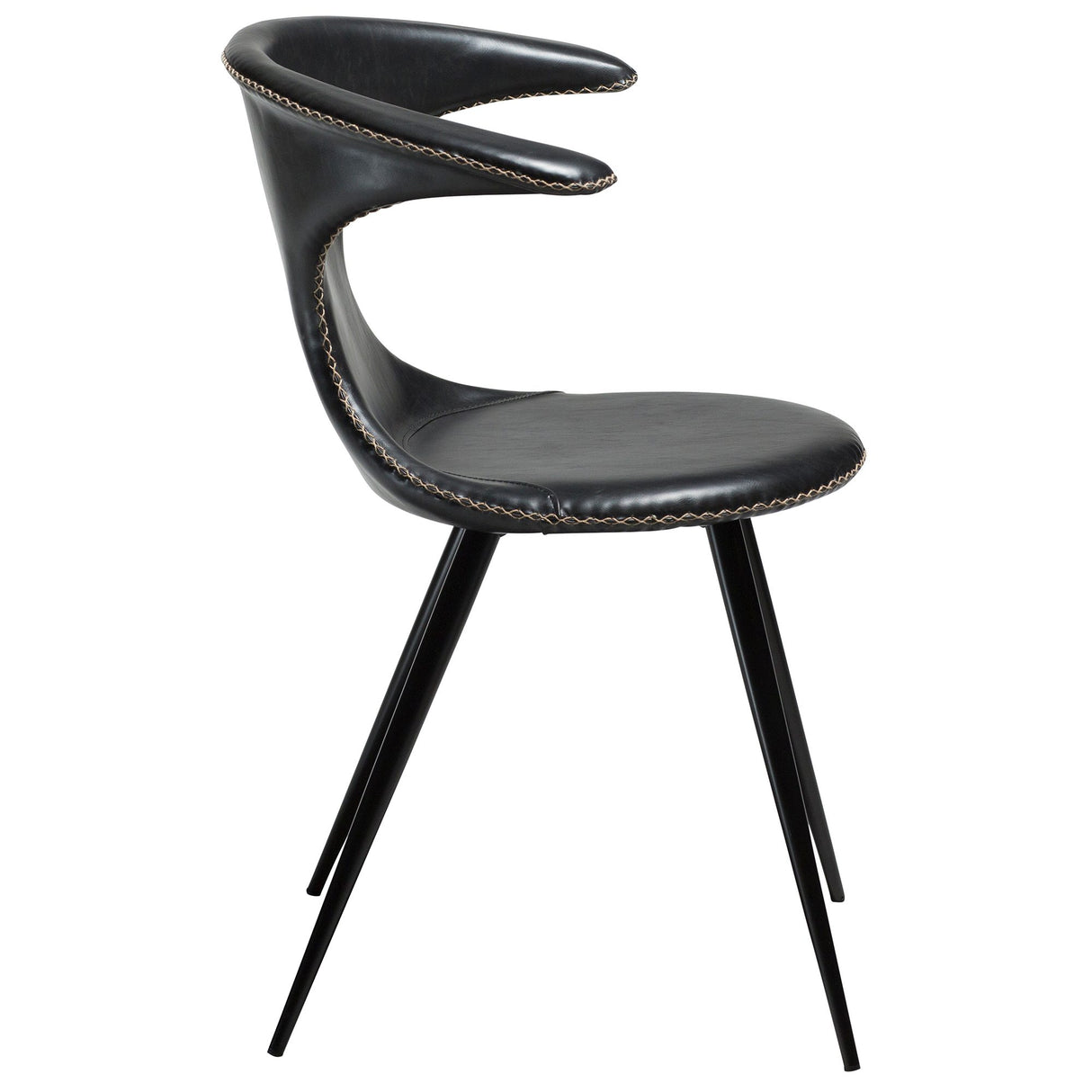 Flair Stol Vintage Black Art.Leather, Round Black