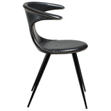 Flair Stol Vintage Black Art.Leather, Round Black