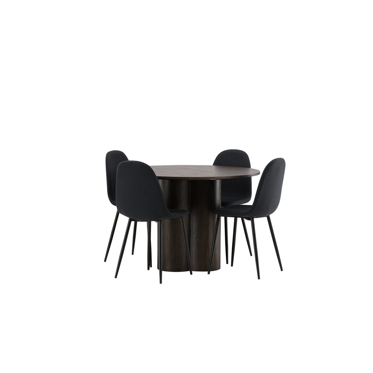Olivia, Polar Rund matgrupp Svart, Mocka, 4st
