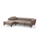 Jakarta (140-270 x 95 x 77 cm) Hörnsoffa-bäddsoffa Ljusbrun, Vänster