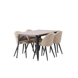 Tempe, Velvet Rektangulär matgrupp Beige, Svart, Valnöt, 140 x 80