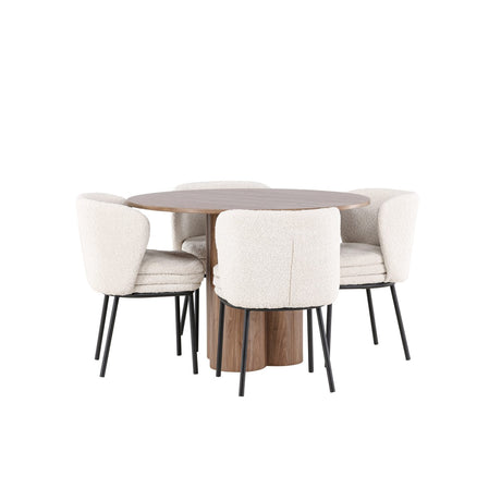 Olivia, Agnes Rund matgrupp Vit, Brun, 4st