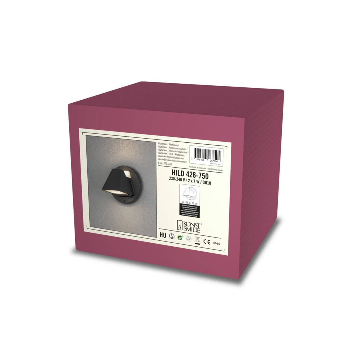 Hild 2xGU10 Svart Vägglampa Ute