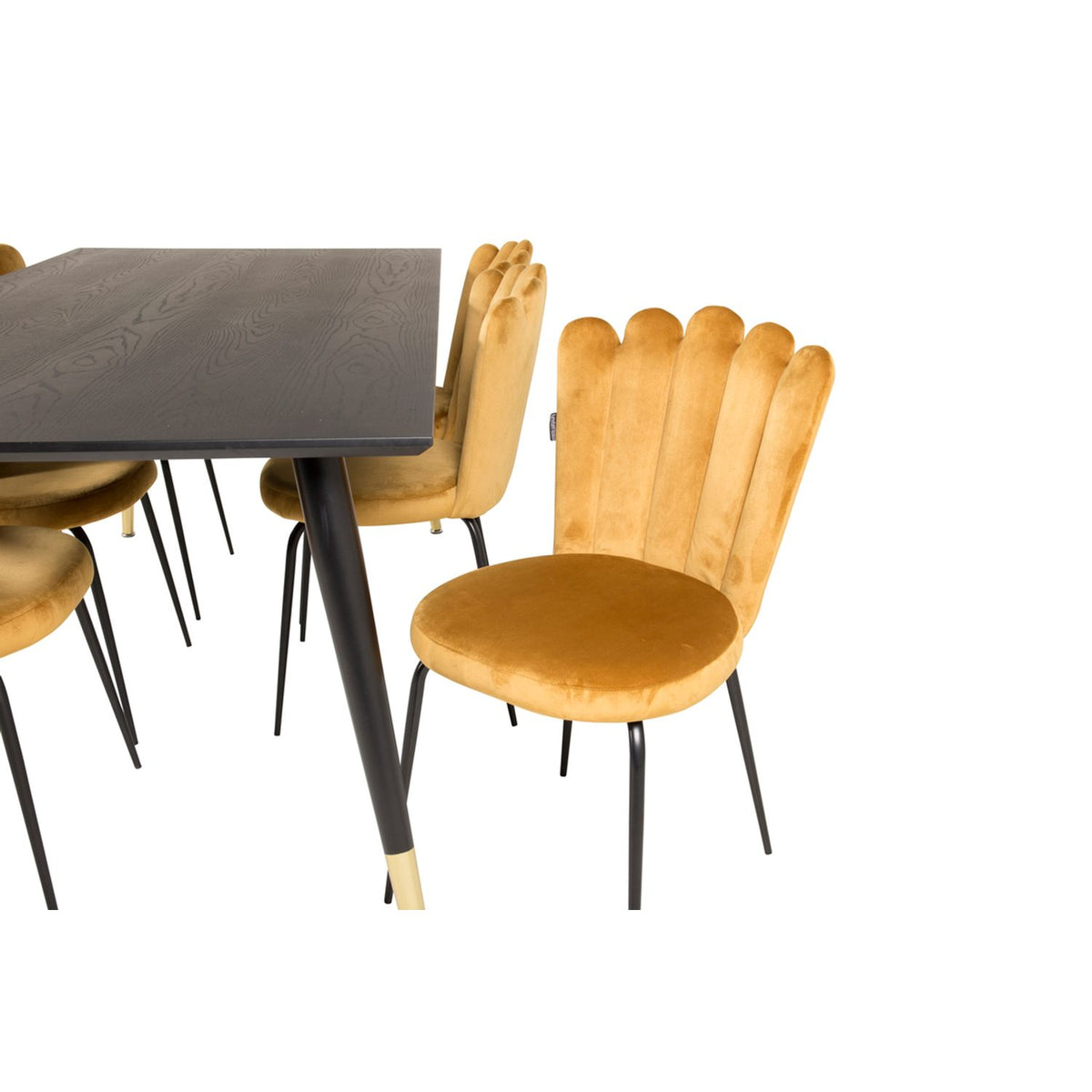Dipp, Limhamn Rektangulär matgrupp Svart, gul, Svart, Guld, 180 x 90