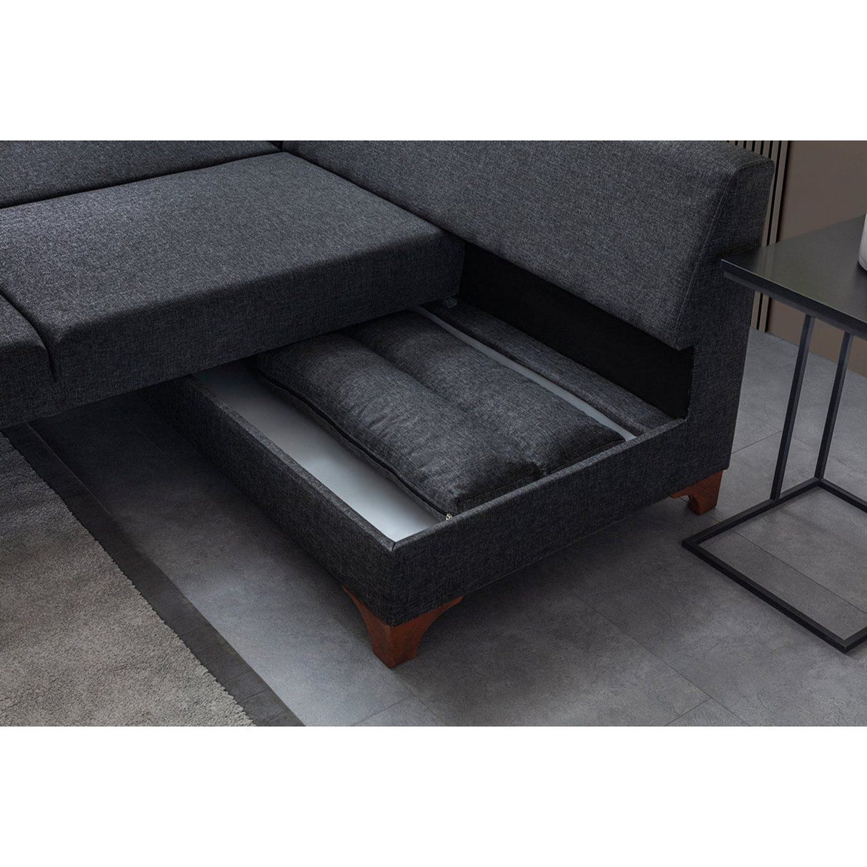 Porto (230 x 90 x 150 cm) Hörnsoffa-bäddsoffa Antracit, Vänster