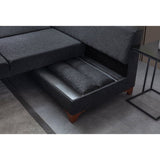 Porto (230 x 90 x 150 cm) Hörnsoffa-bäddsoffa Antracit, Vänster