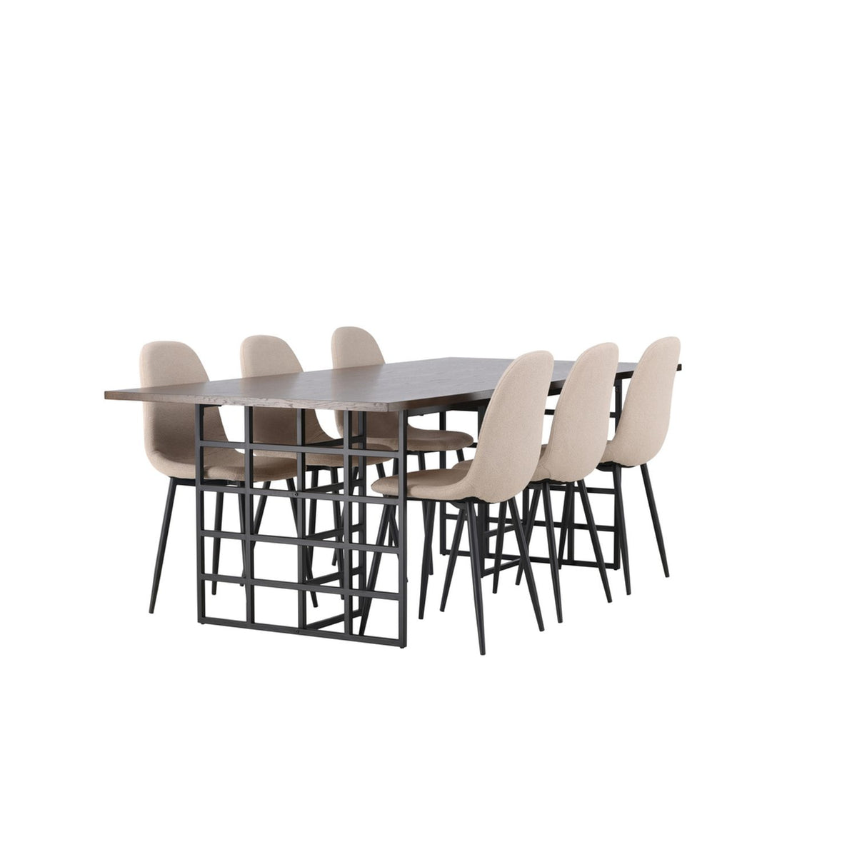 Ystad, Polar Rektangulär matgrupp Beige,Svart, Svart, mocka, 220 x 100